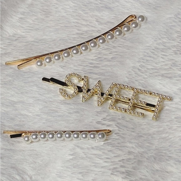 Gold pearl hair clips - Picture 1 of 3